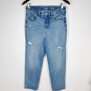 Old Navy Extra High Rise Sky-Hi Straight Leg Jeans Size 6 Light Wash U4